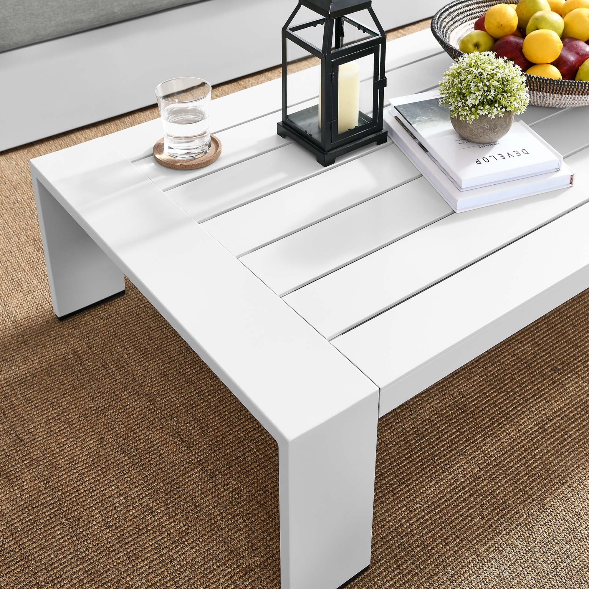 Tahoe Outdoor Patio Powder-Coated Aluminum Coffee Table - White