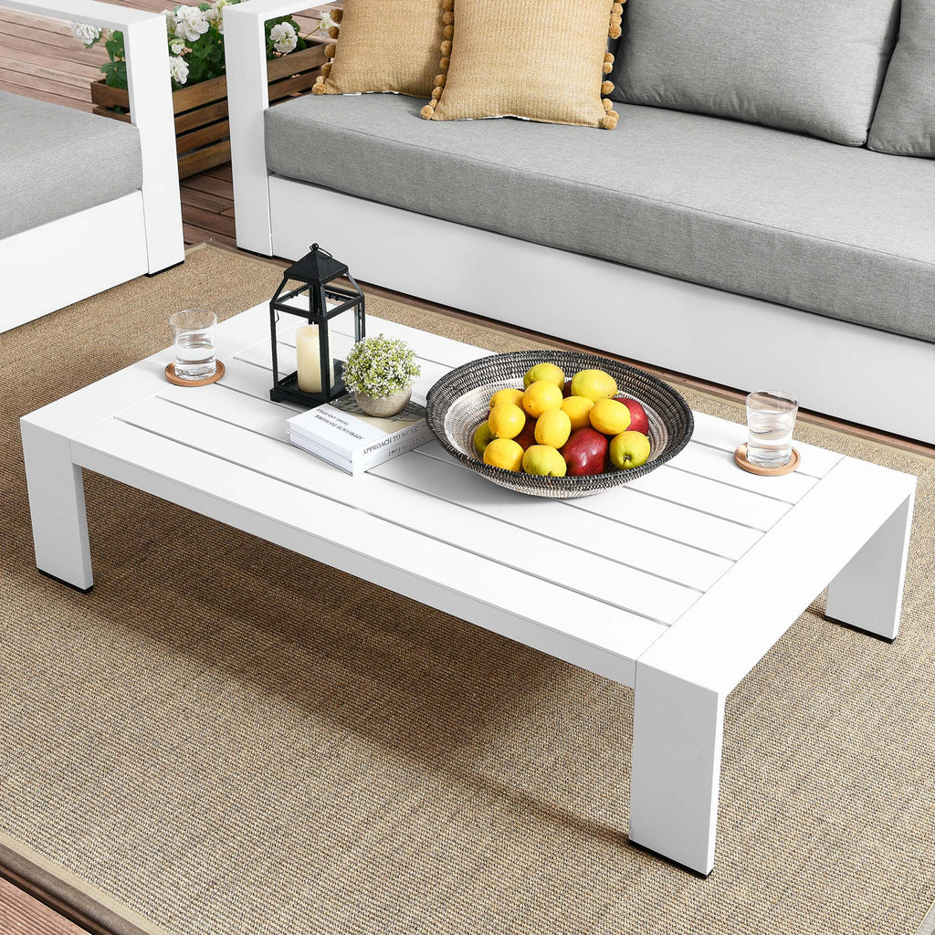 Tahoe Outdoor Patio Powder-Coated Aluminum Coffee Table - White