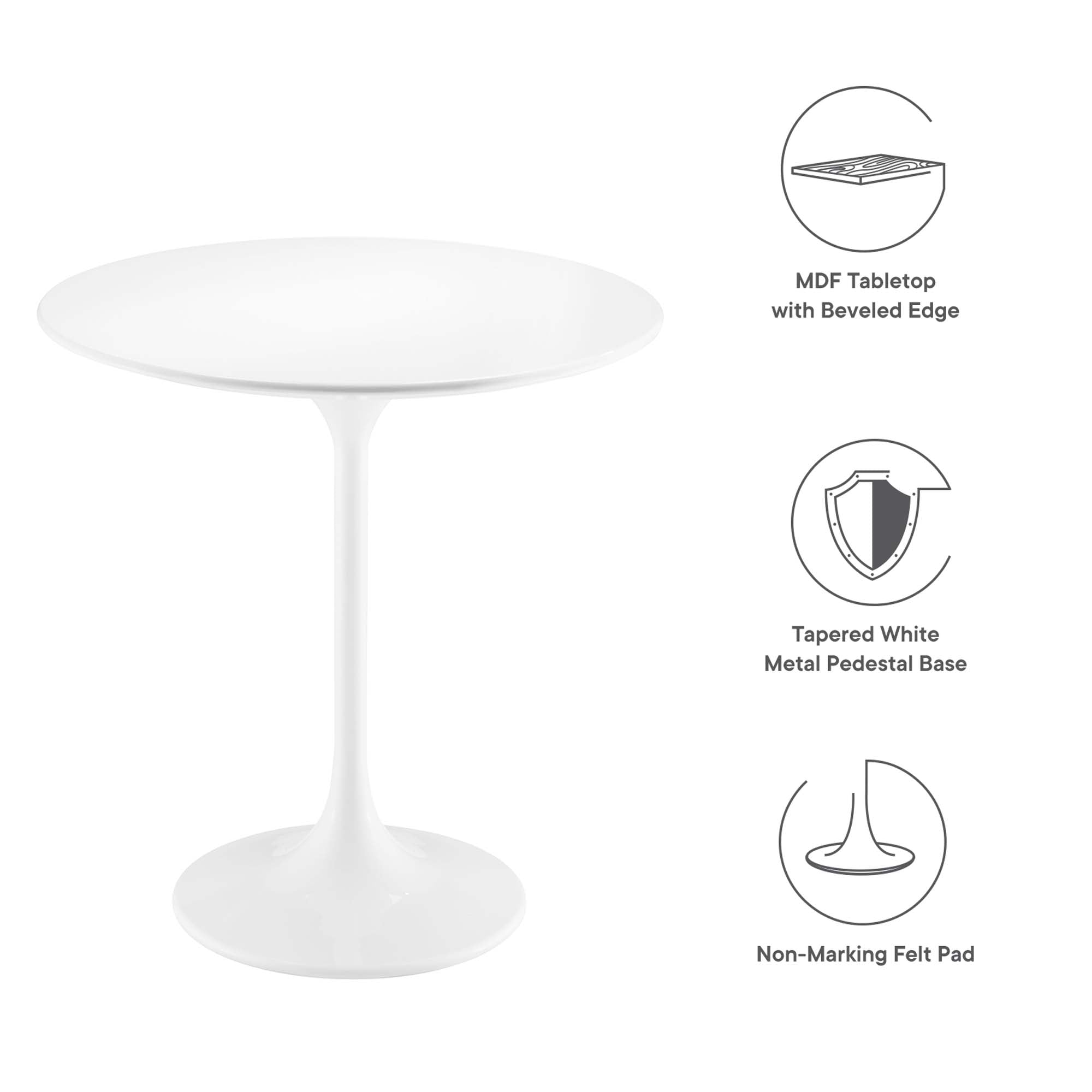 Lippa 20" Round Wood Side Table - White White