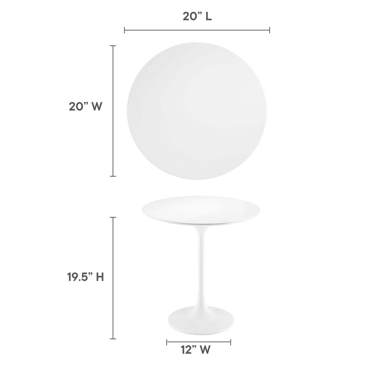 Lippa 20" Round Wood Side Table - White White