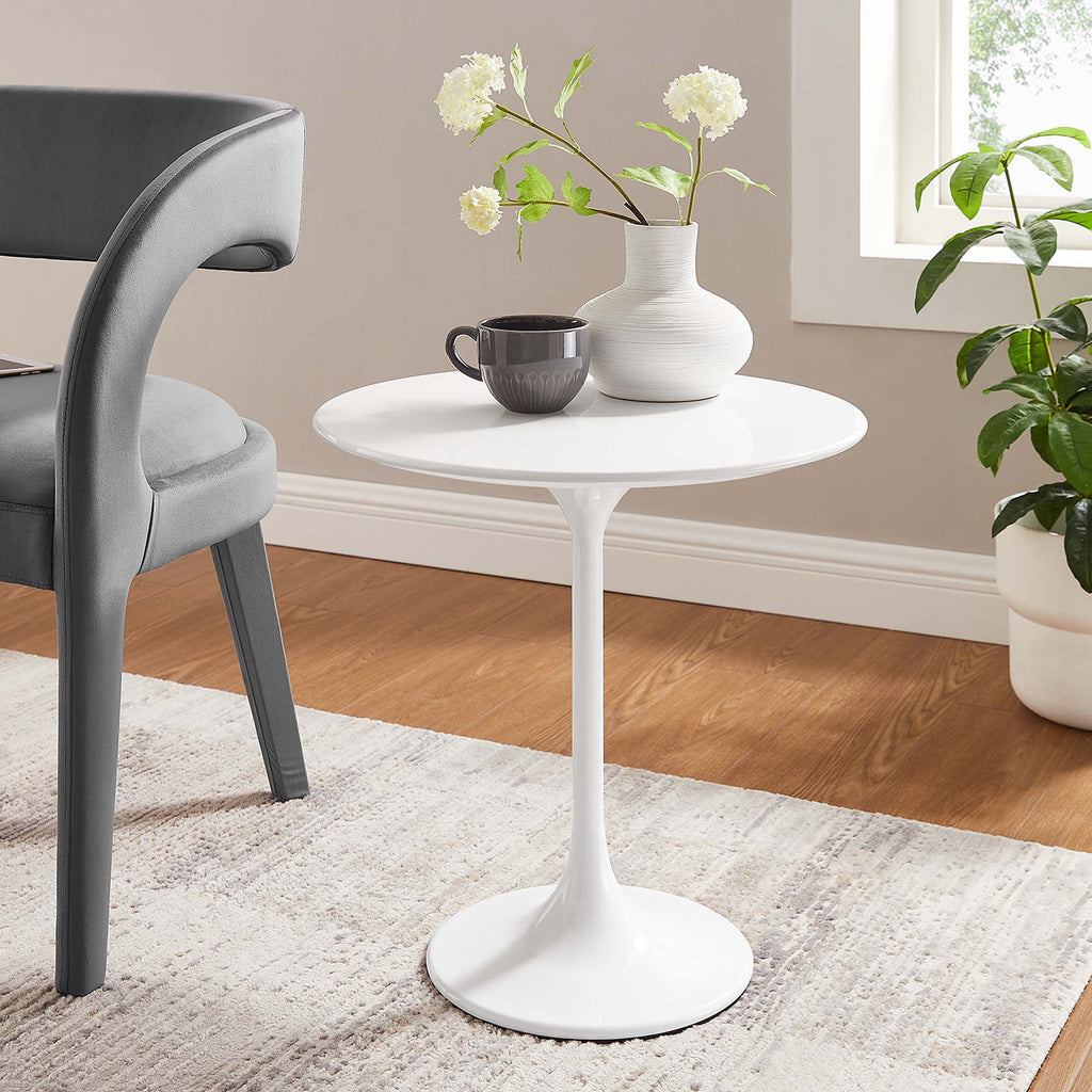Lippa 20" Round Wood Side Table - White White