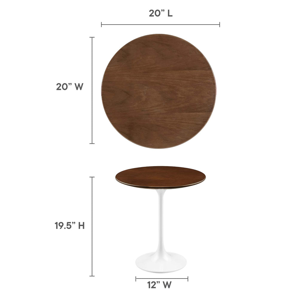 Lippa 20" Round Wood Side Table - White Walnut