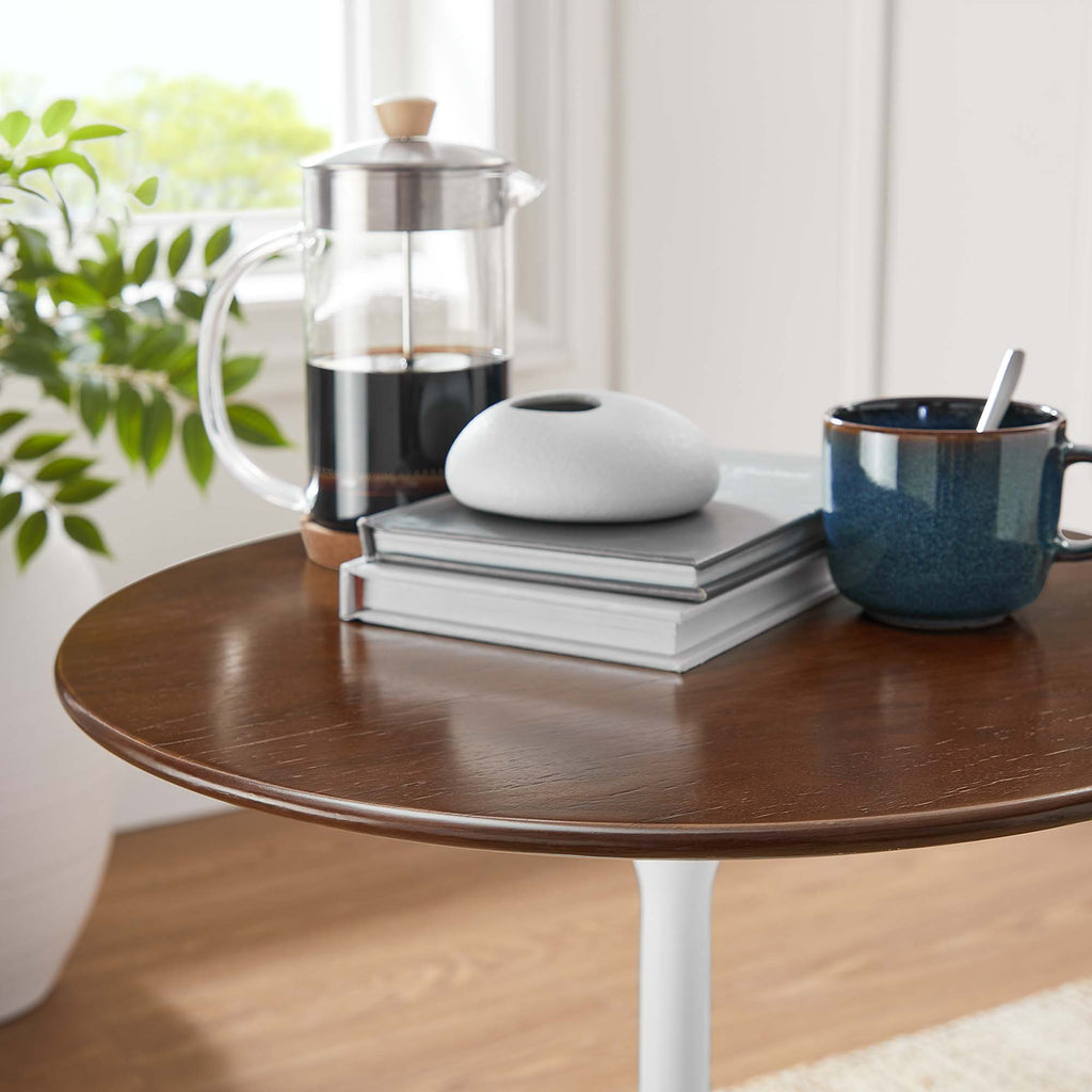 Lippa 20" Round Wood Side Table - White Walnut