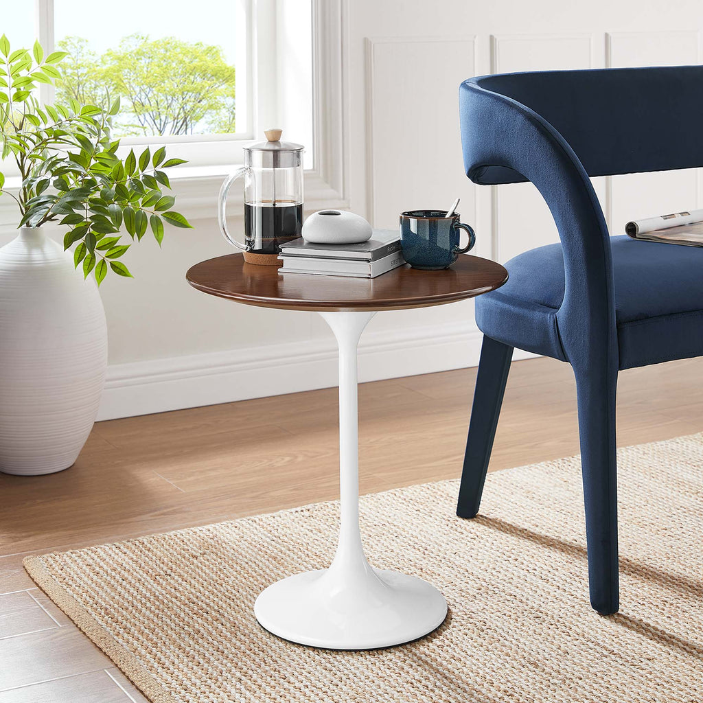 Lippa 20" Round Wood Side Table - White Walnut