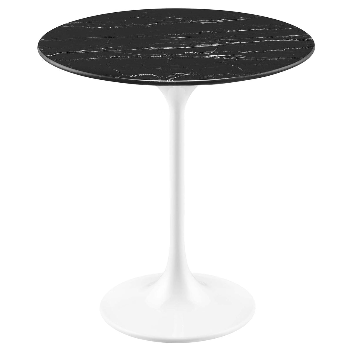 Lippa 20" Round Faux Marble Side Table - White Black