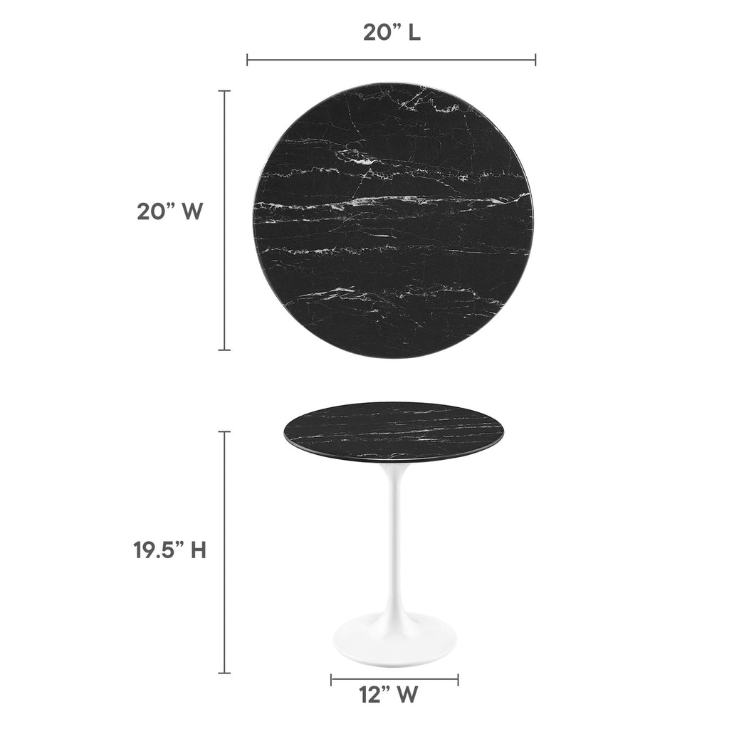 Lippa 20" Round Faux Marble Side Table - White Black