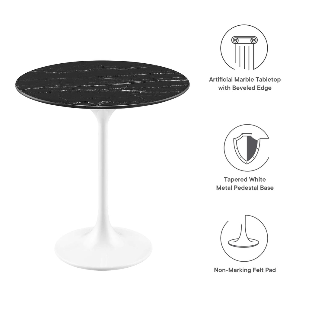 Lippa 20" Round Faux Marble Side Table - White Black