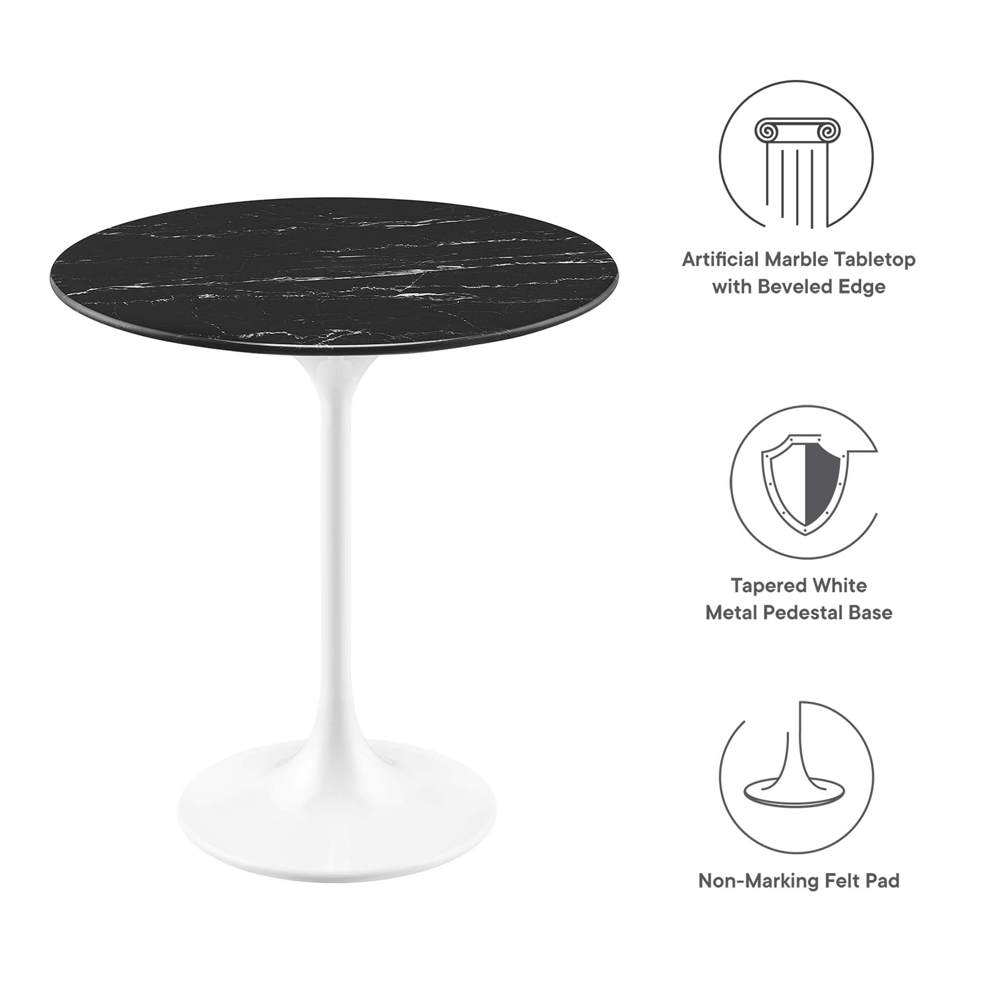 Lippa 20" Round Faux Marble Side Table - White Black