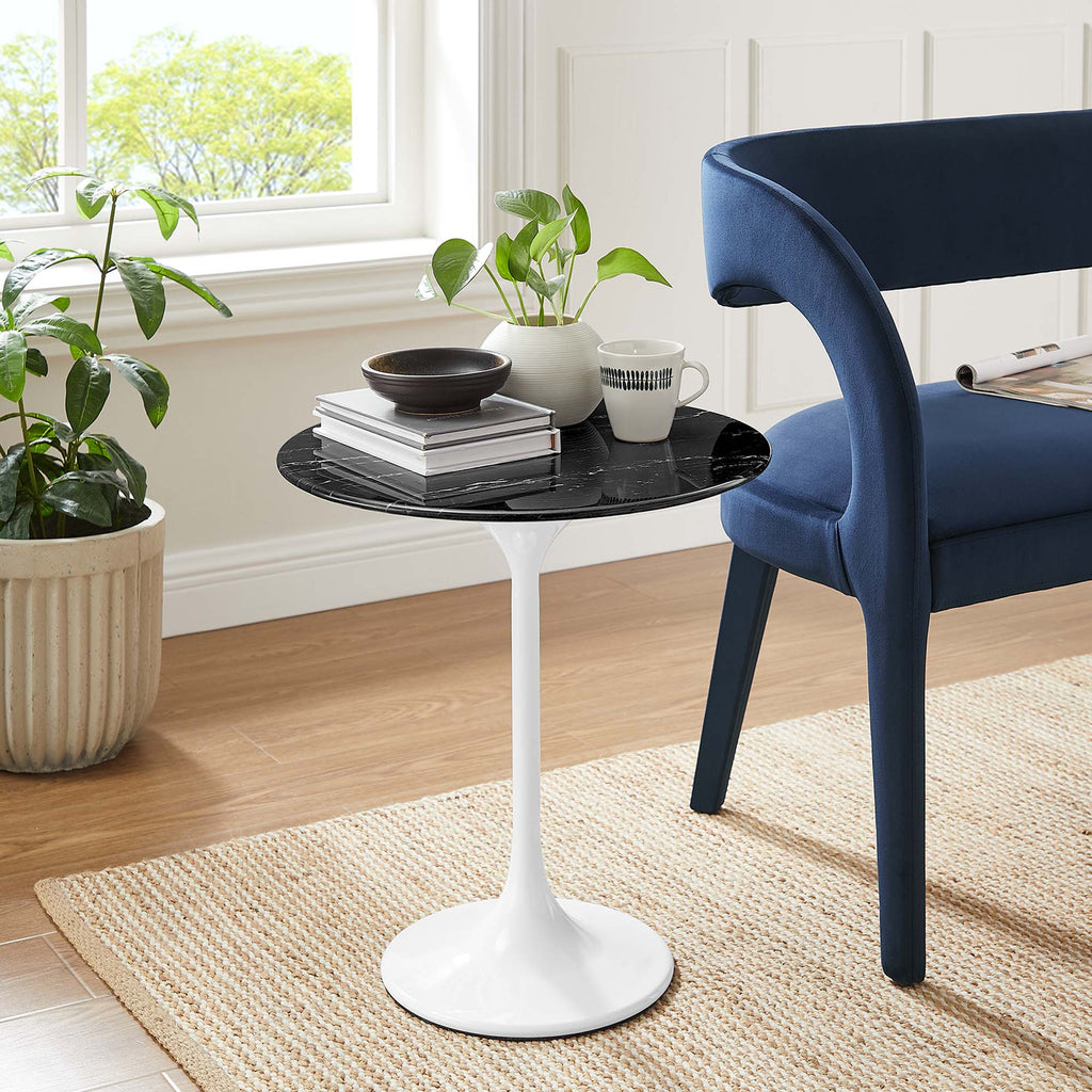 Lippa 20" Round Faux Marble Side Table - White Black