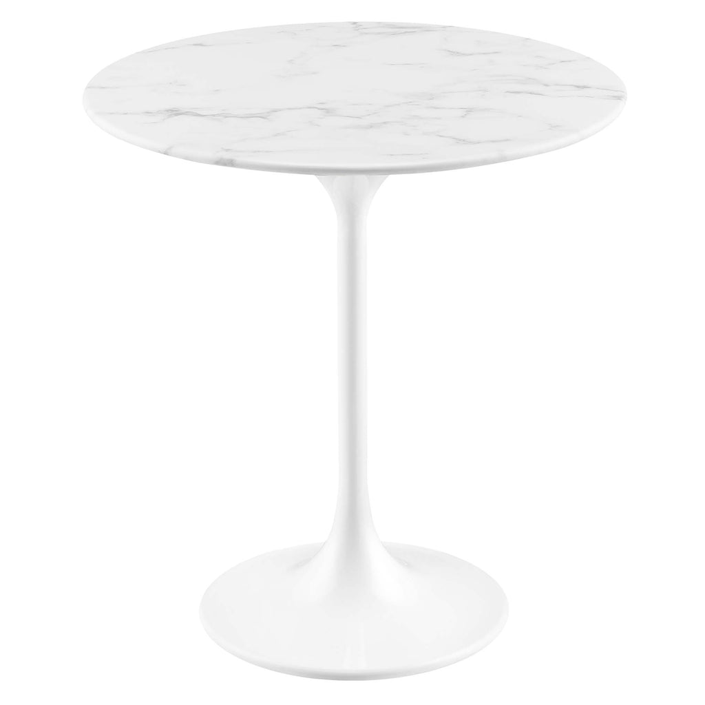 Lippa 20" Round Faux Marble Side Table - White White