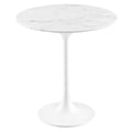 Lippa 20" Round Faux Marble Side Table - White White