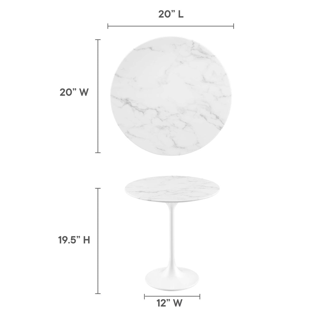 Lippa 20" Round Faux Marble Side Table - White White