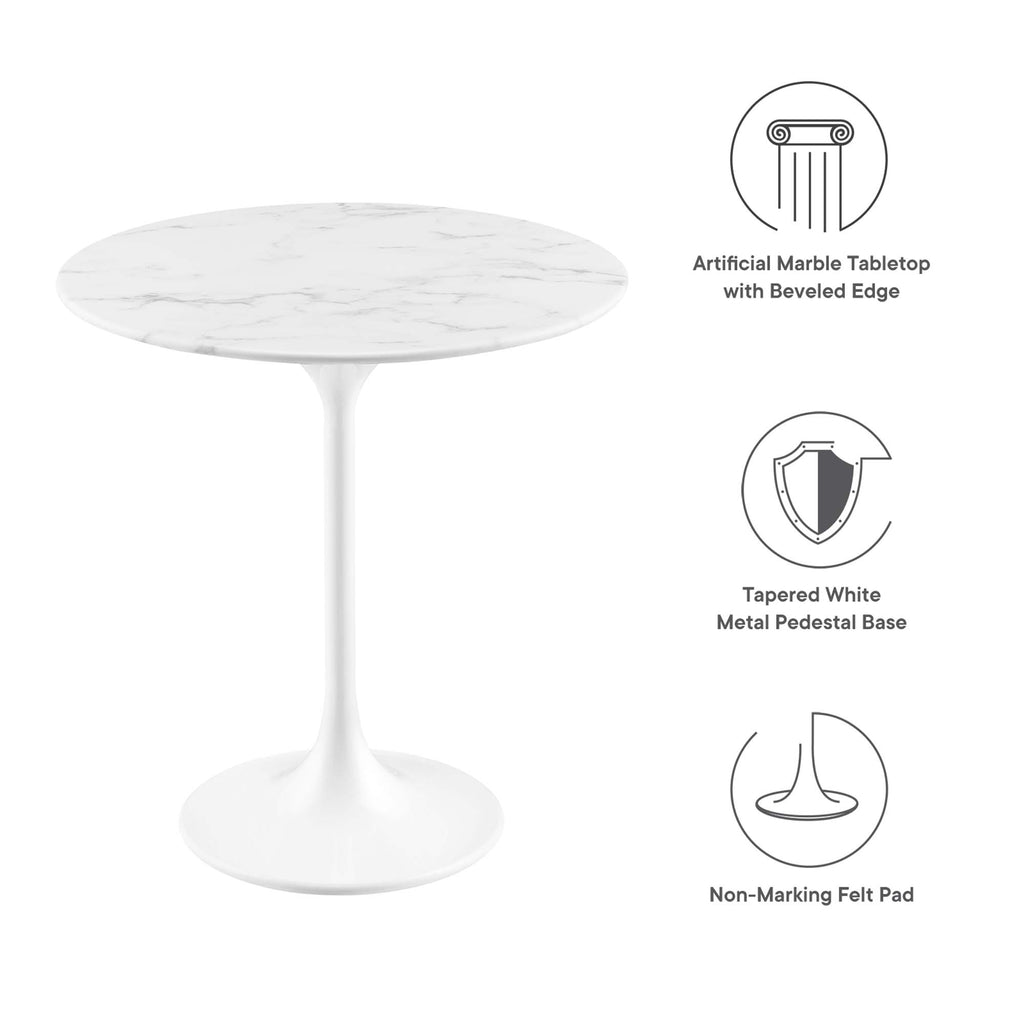Lippa 20" Round Faux Marble Side Table - White White