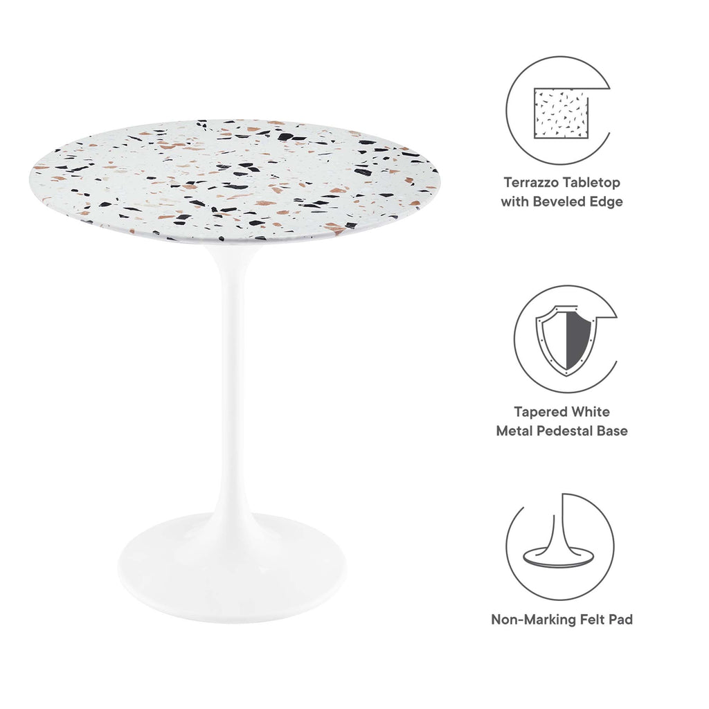 Lippa 20" Round Terrazzo Side Table - White Terrazzo