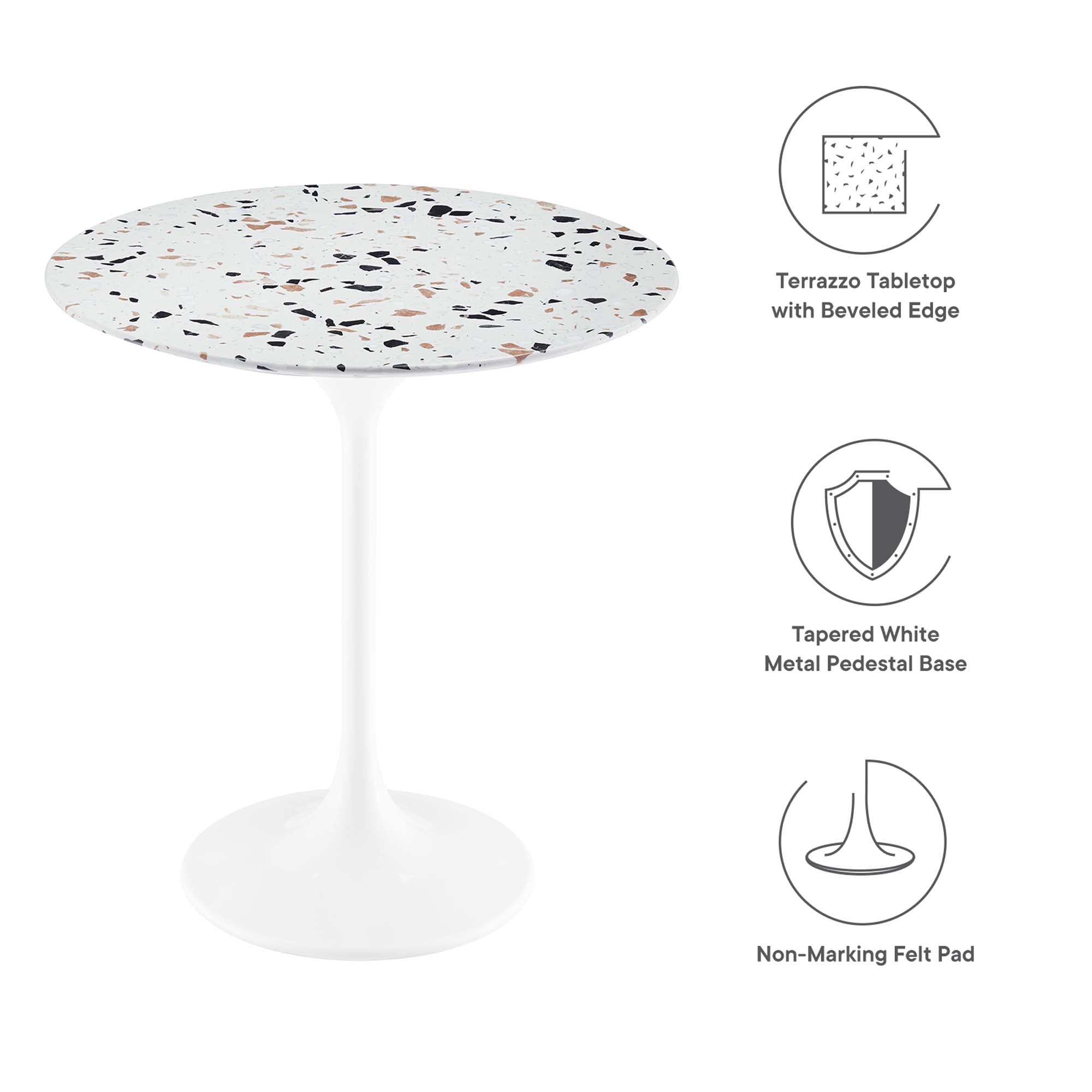 Lippa 20" Round Terrazzo Side Table - White Terrazzo
