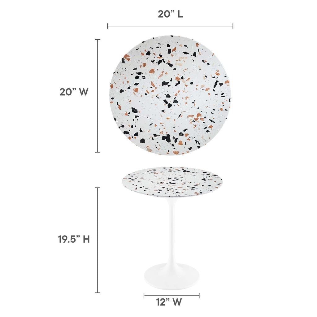 Lippa 20" Round Terrazzo Side Table - White Terrazzo