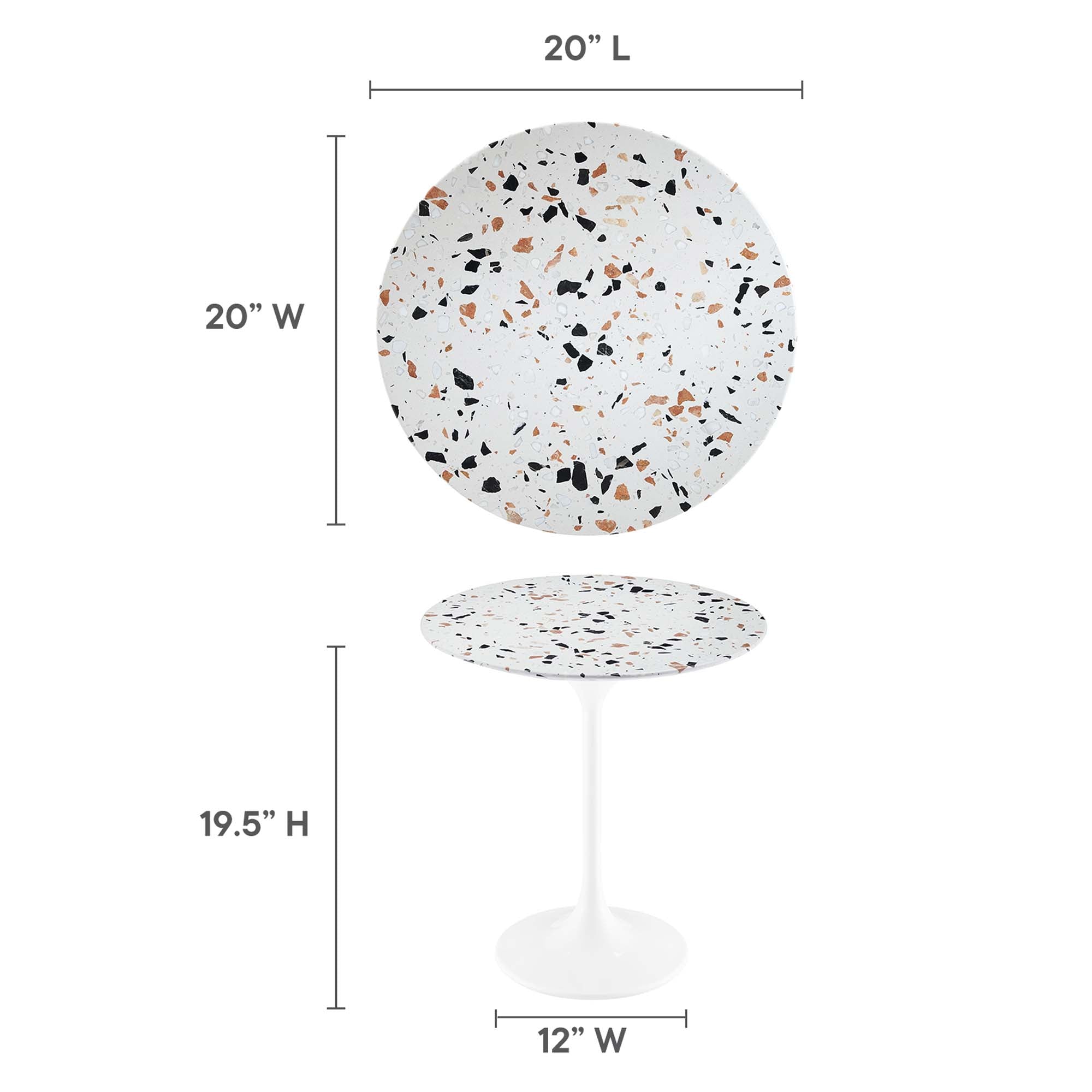 Lippa 20" Round Terrazzo Side Table - White Terrazzo