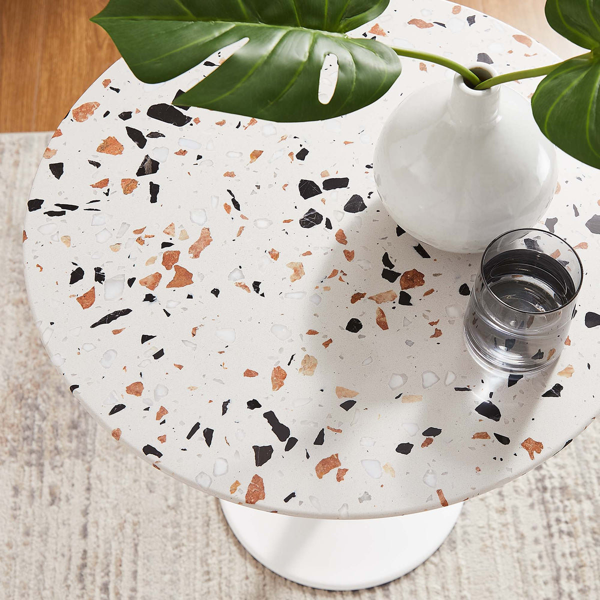 Lippa 20" Round Terrazzo Side Table - White Terrazzo