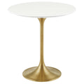 Lippa 20" Round Wood Side Table - Gold White