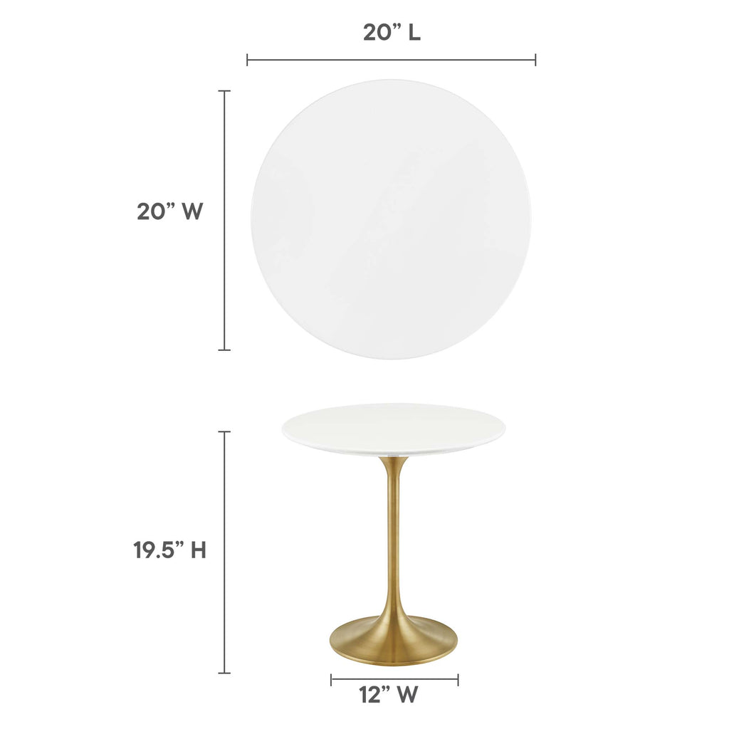 Lippa 20" Round Wood Side Table - Gold White