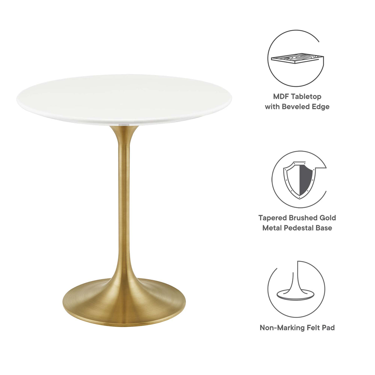 Lippa 20" Round Wood Side Table - Gold White
