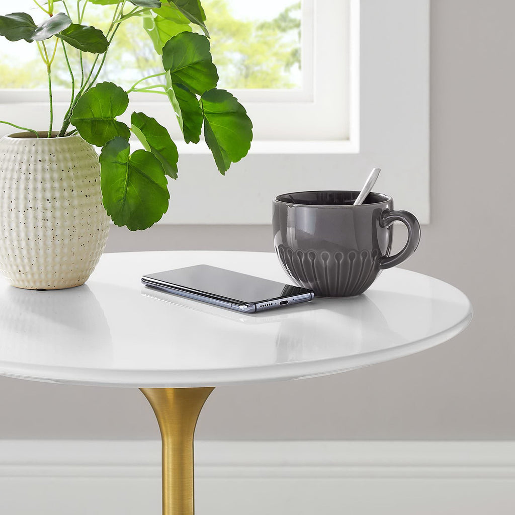 Lippa 20" Round Wood Side Table - Gold White