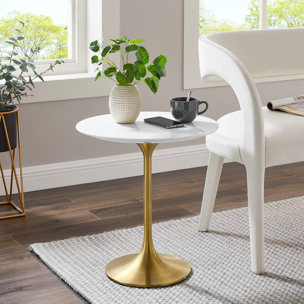 Lippa 20" Round Wood Side Table - Gold White