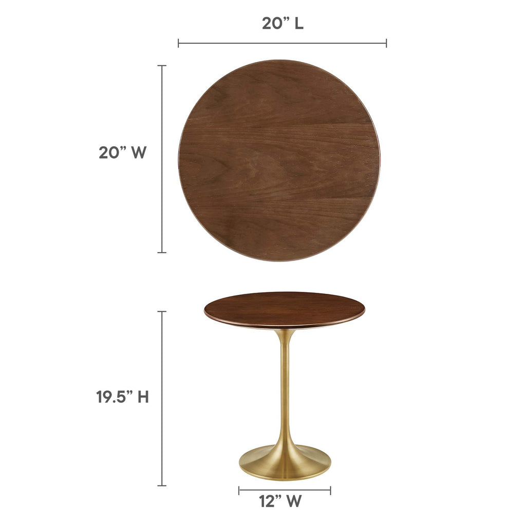 Lippa 20" Round Wood Side Table - Gold Walnut