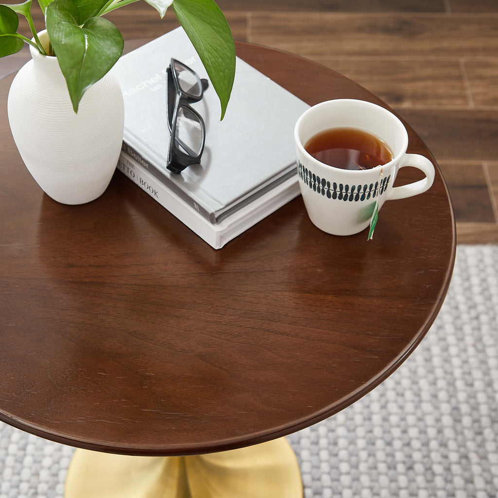 Lippa 20" Round Wood Side Table - Gold Walnut