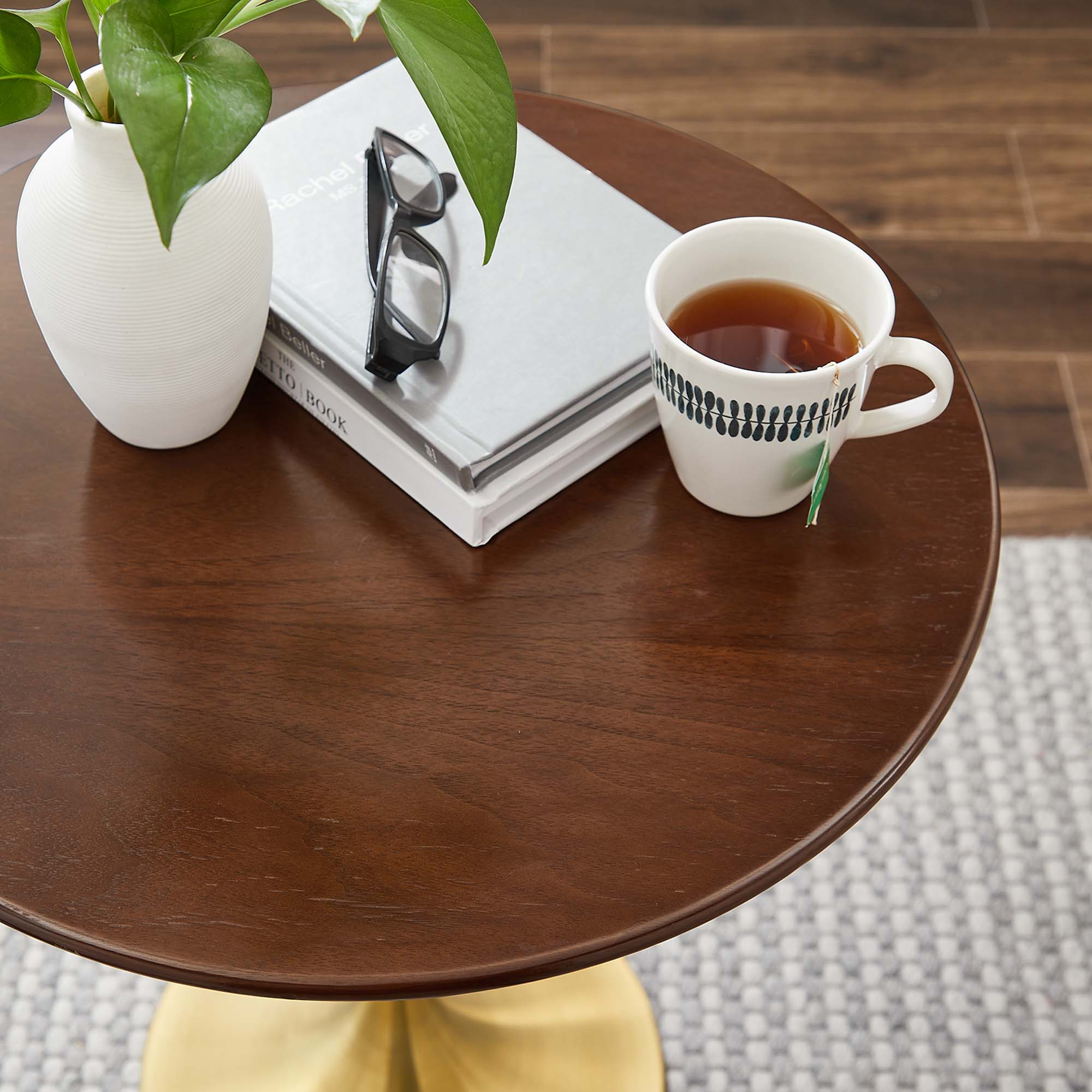 Lippa 20" Round Wood Side Table - Gold Walnut
