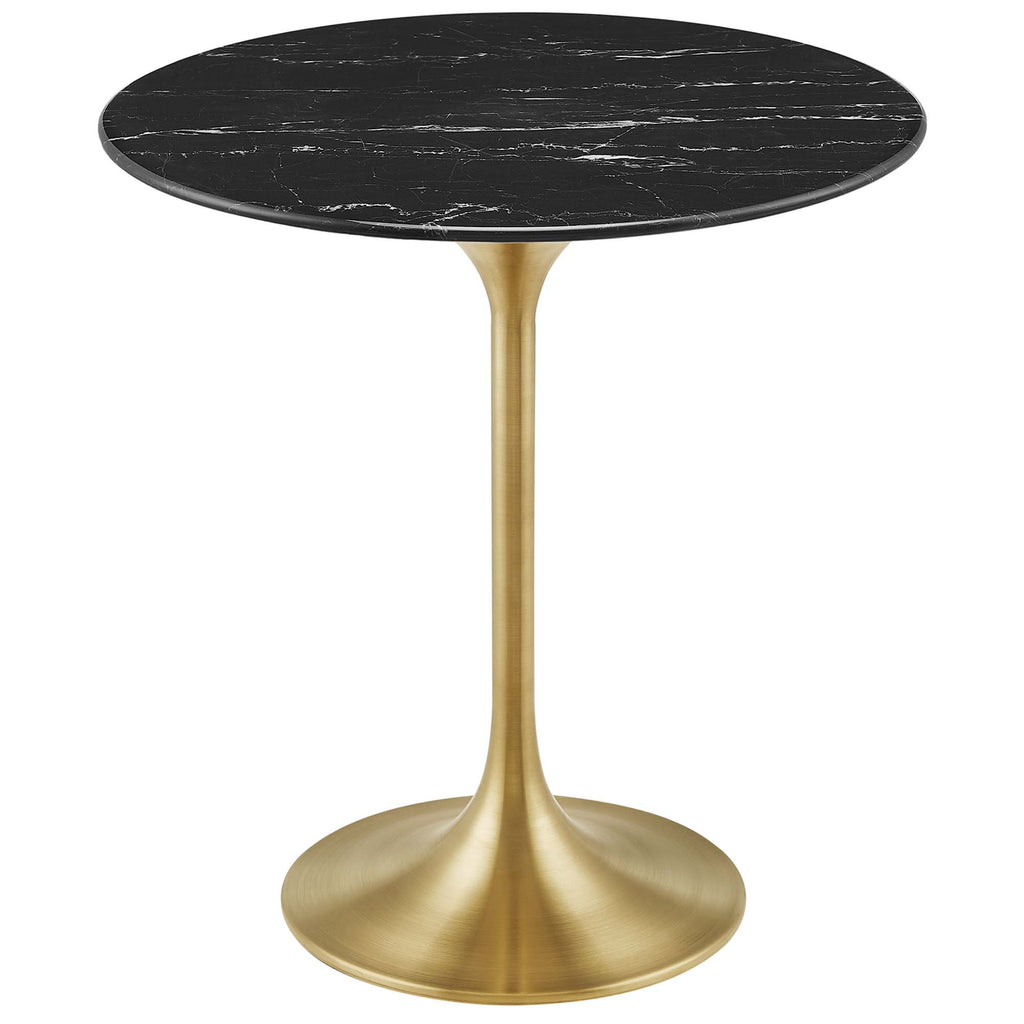 Lippa 20" Round Faux Marble Side Table - Gold Black