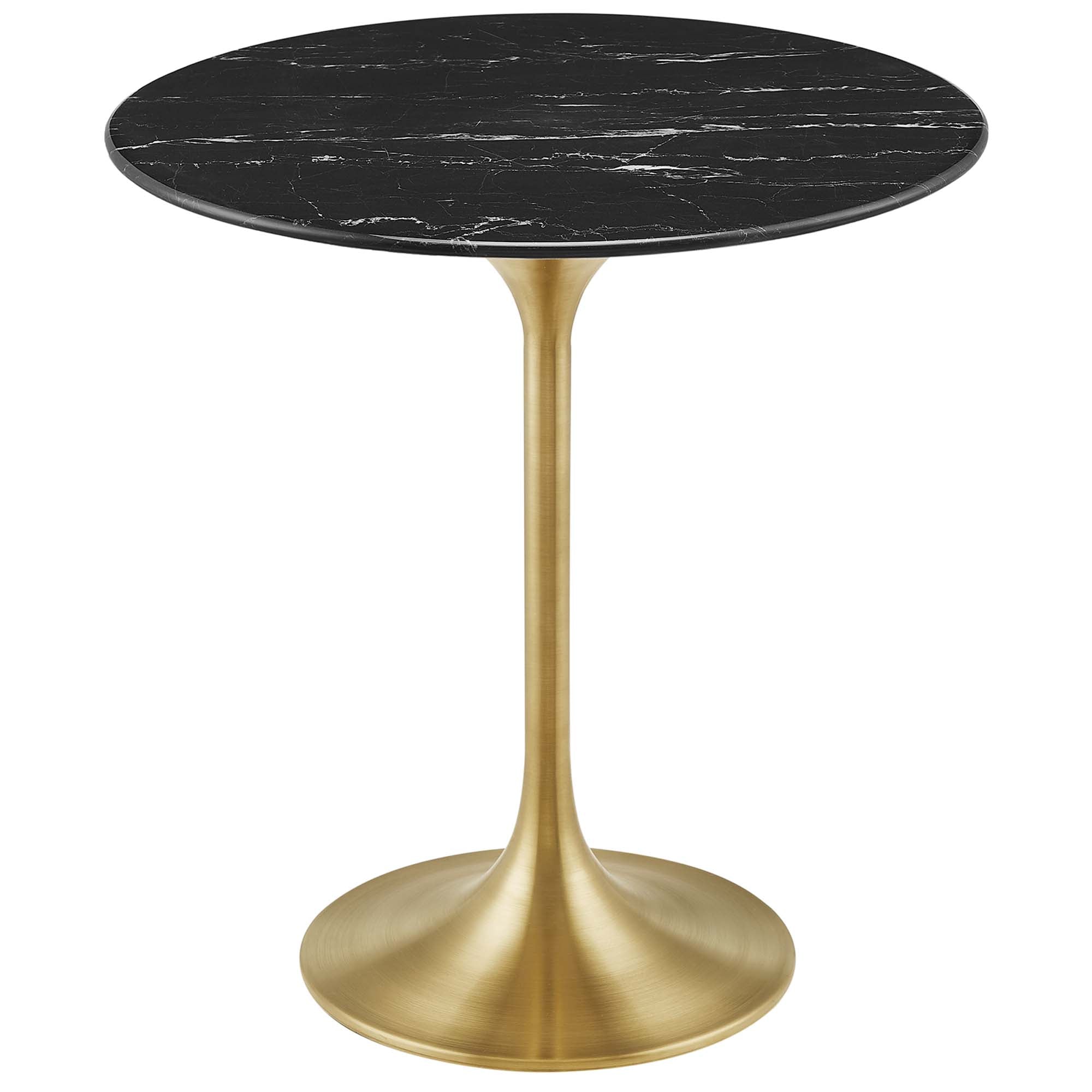 Lippa 20" Round Faux Marble Side Table - Gold Black