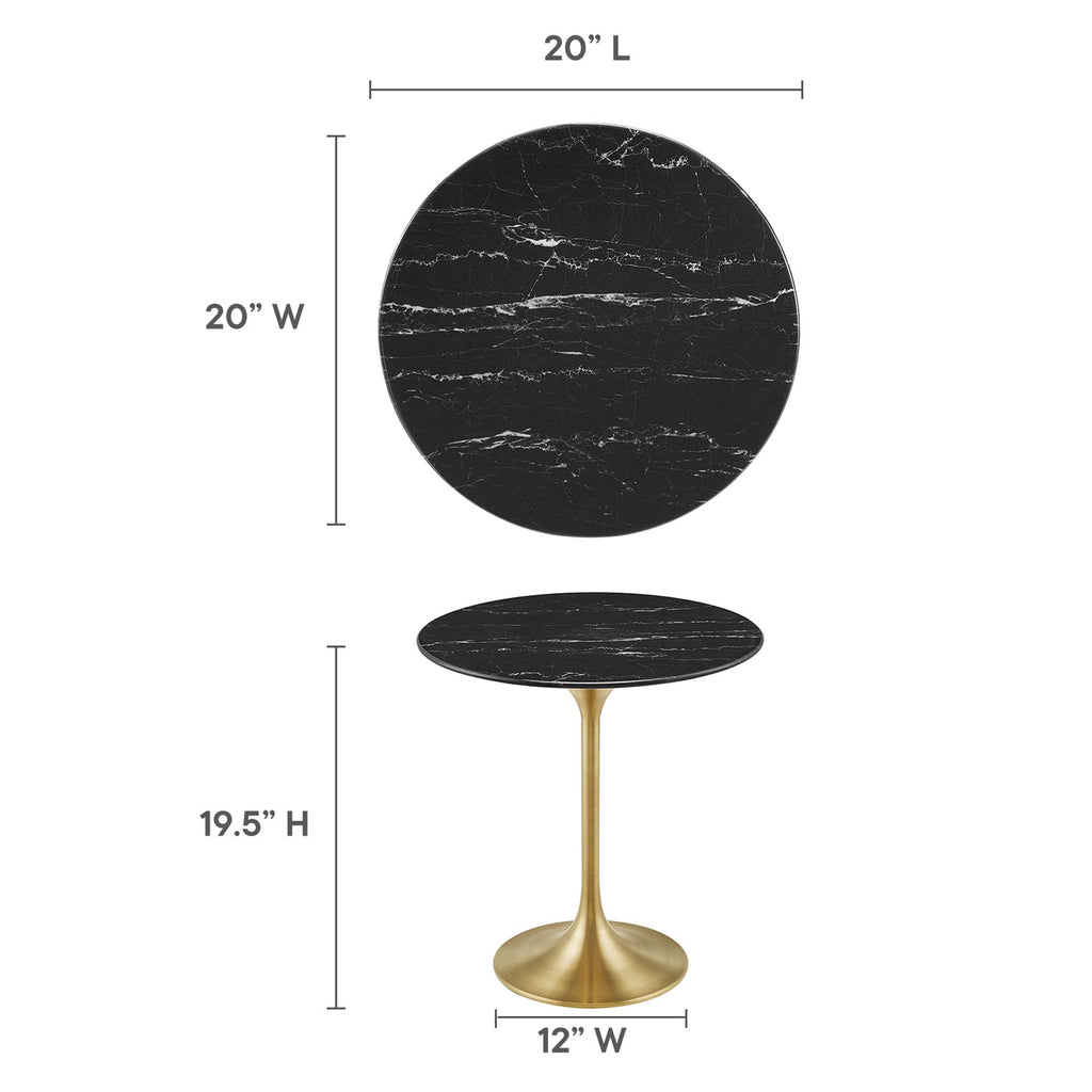 Lippa 20" Round Faux Marble Side Table - Gold Black