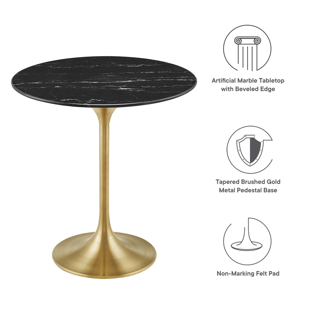 Lippa 20" Round Faux Marble Side Table - Gold Black