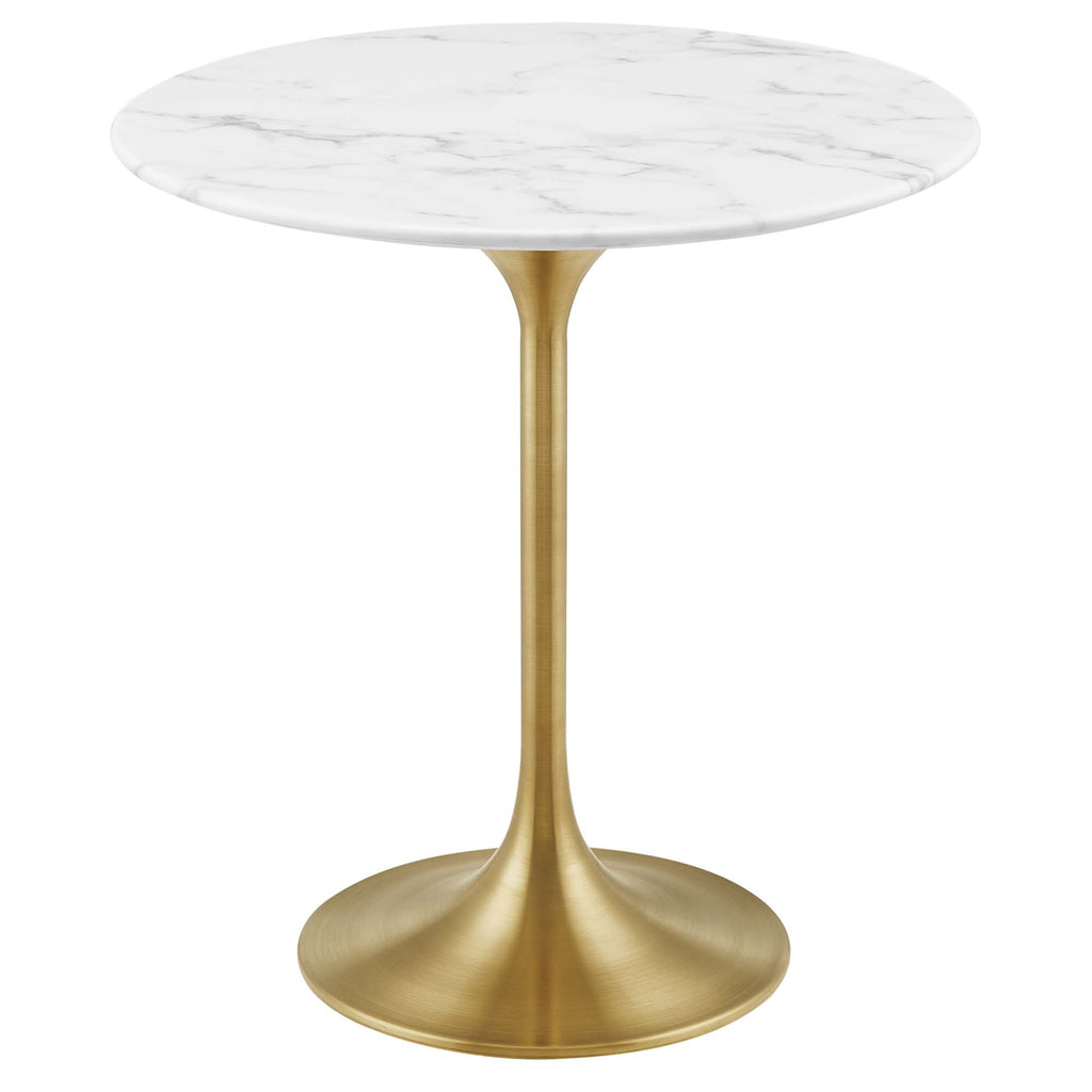 Lippa 20" Round Faux Marble Side Table - Gold White