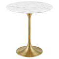 Lippa 20" Round Faux Marble Side Table - Gold White