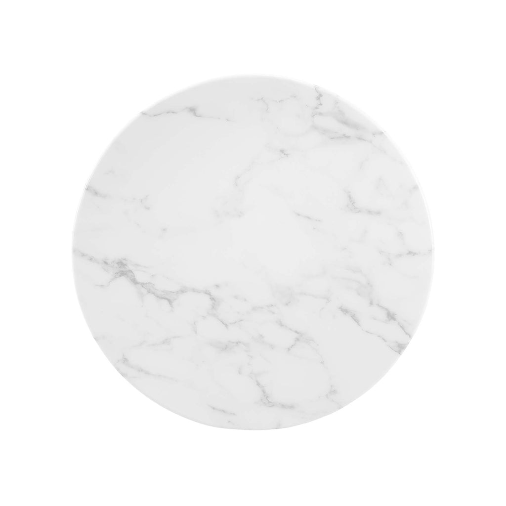 Lippa 20" Round Faux Marble Side Table - Gold White