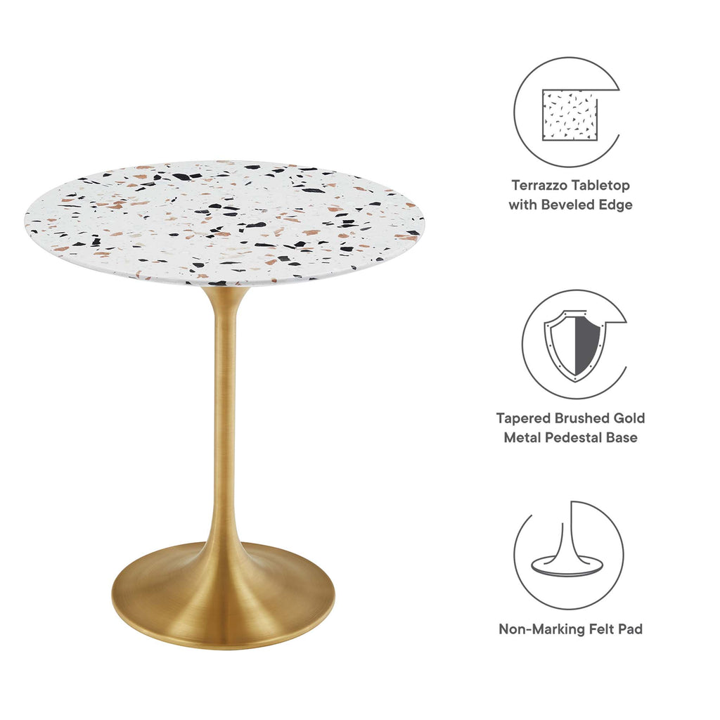 Lippa 20" Round Terrazzo Side Table - Gold Terrazzo