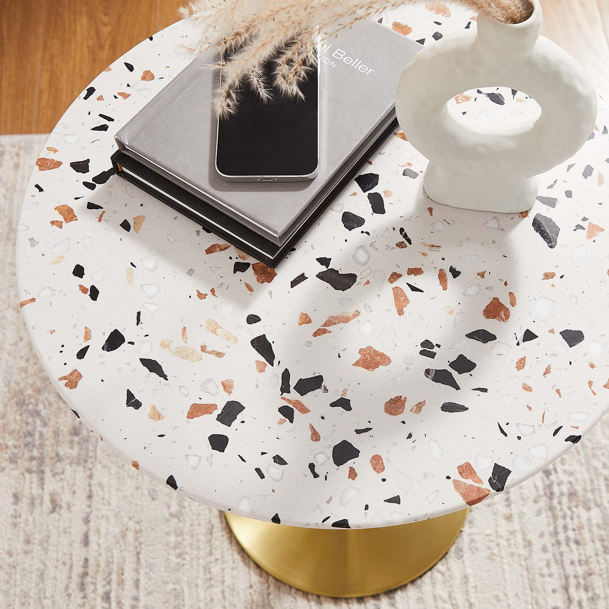 Lippa 20" Round Terrazzo Side Table - Gold Terrazzo