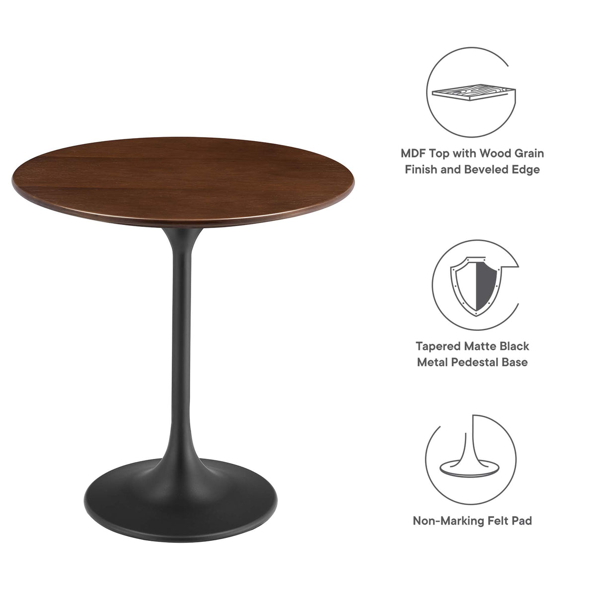 Lippa 20" Round Wood Side Table - Black Walnut