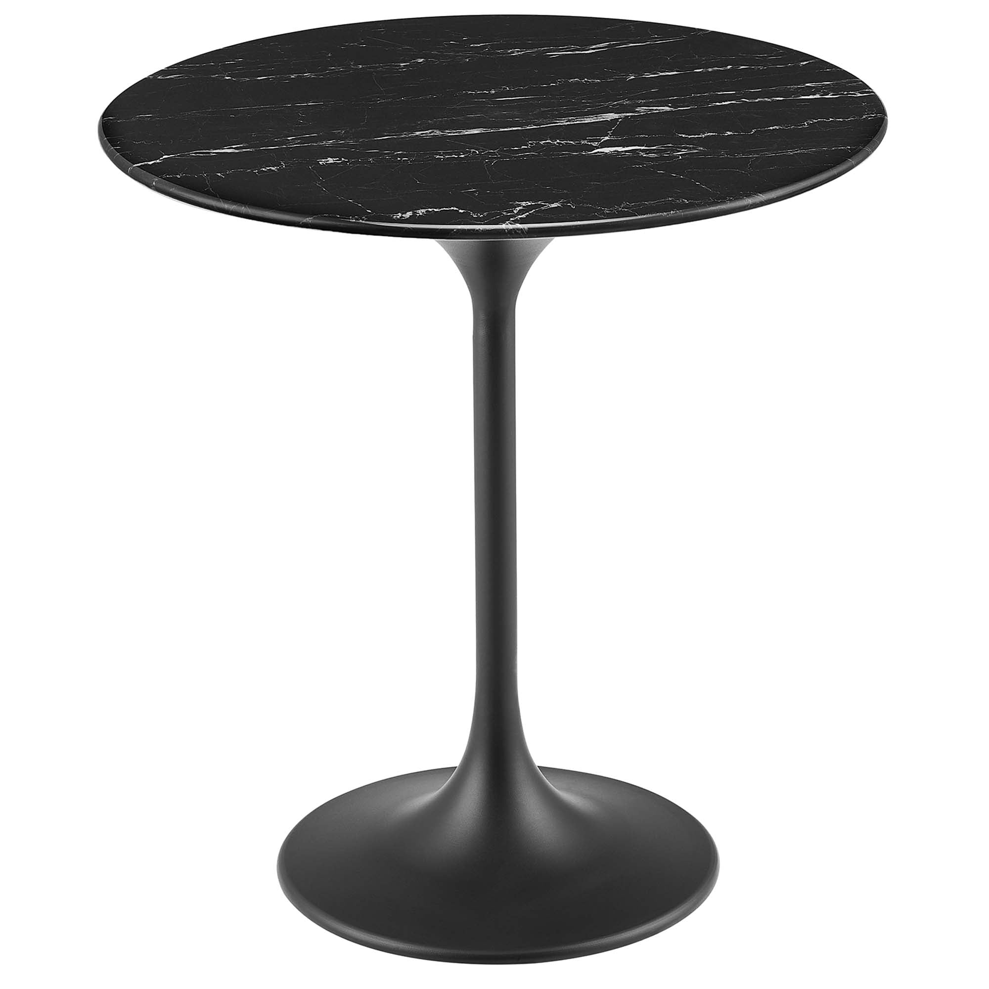 Lippa 20" Round Faux Marble Side Table - Black Black
