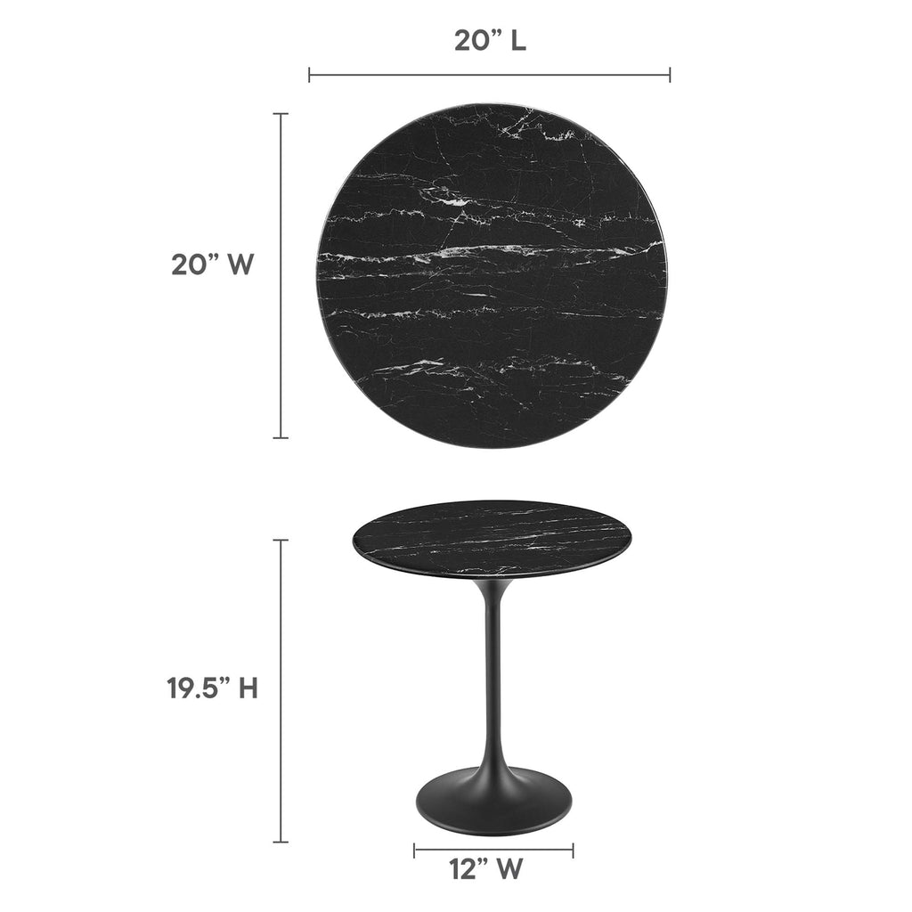 Lippa 20" Round Faux Marble Side Table - Black Black