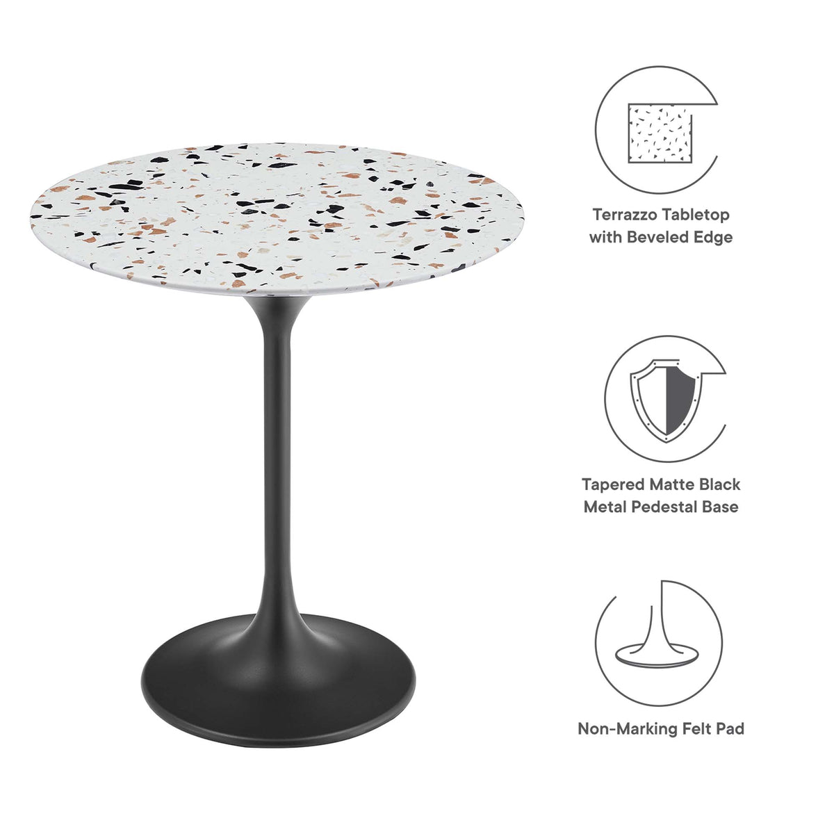 Lippa 20" Round Terrazzo Side Table - Black Terrazzo