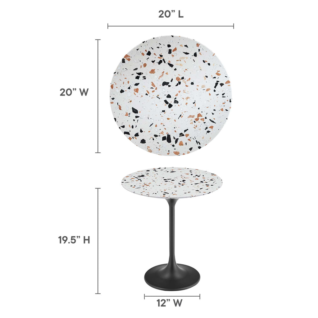 Lippa 20" Round Terrazzo Side Table - Black Terrazzo