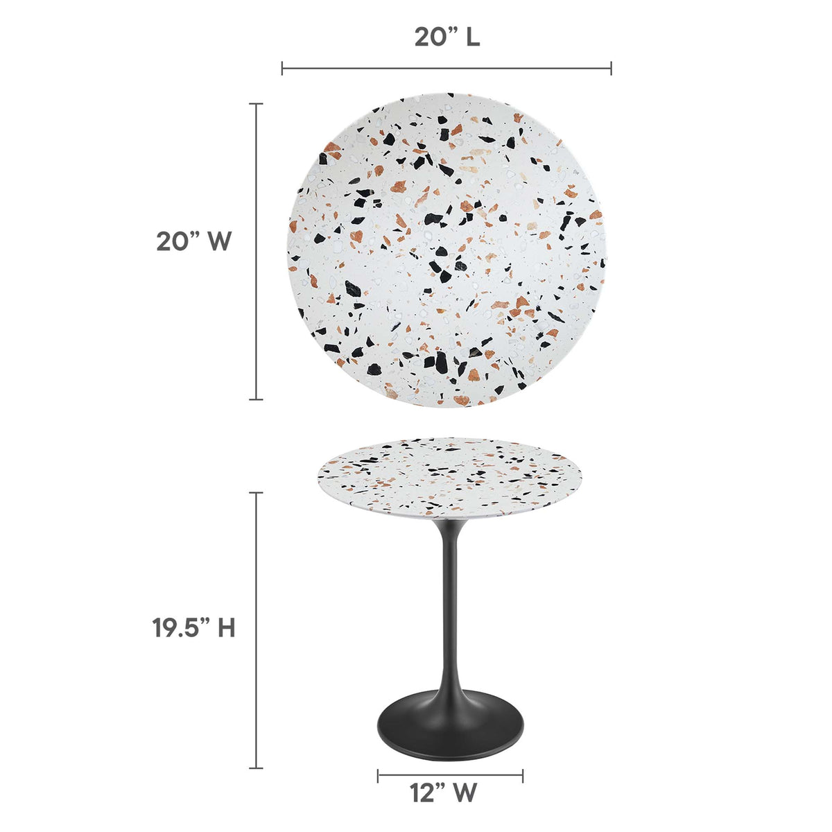 Lippa 20" Round Terrazzo Side Table - Black Terrazzo