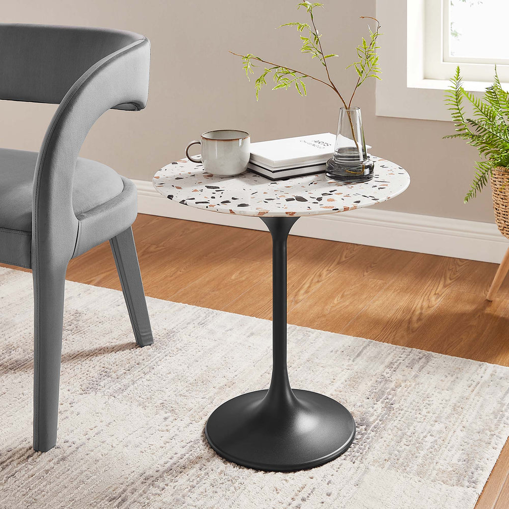 Lippa 20" Round Terrazzo Side Table - Black Terrazzo