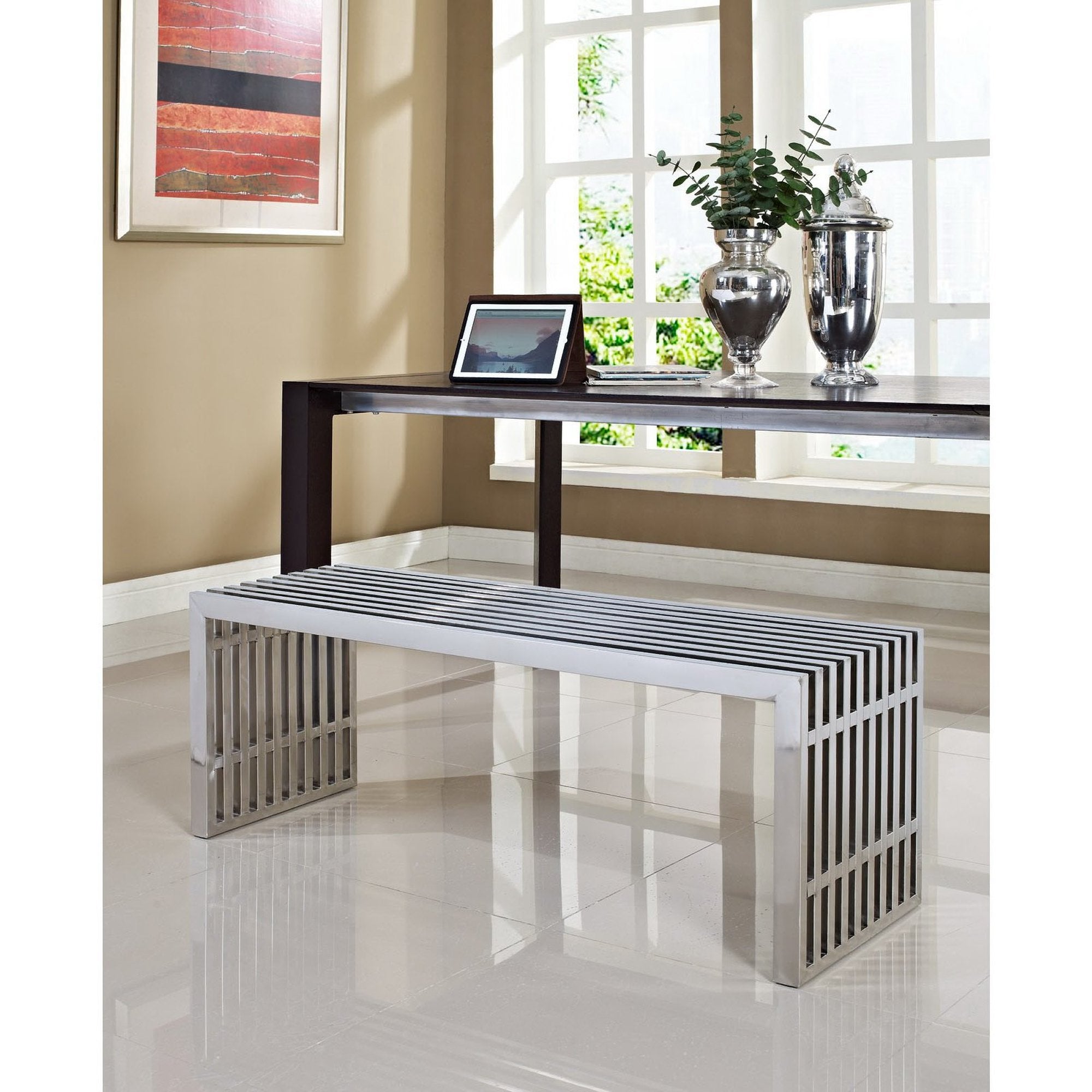 Gridiron Large Stainless Steel Bench - Silver