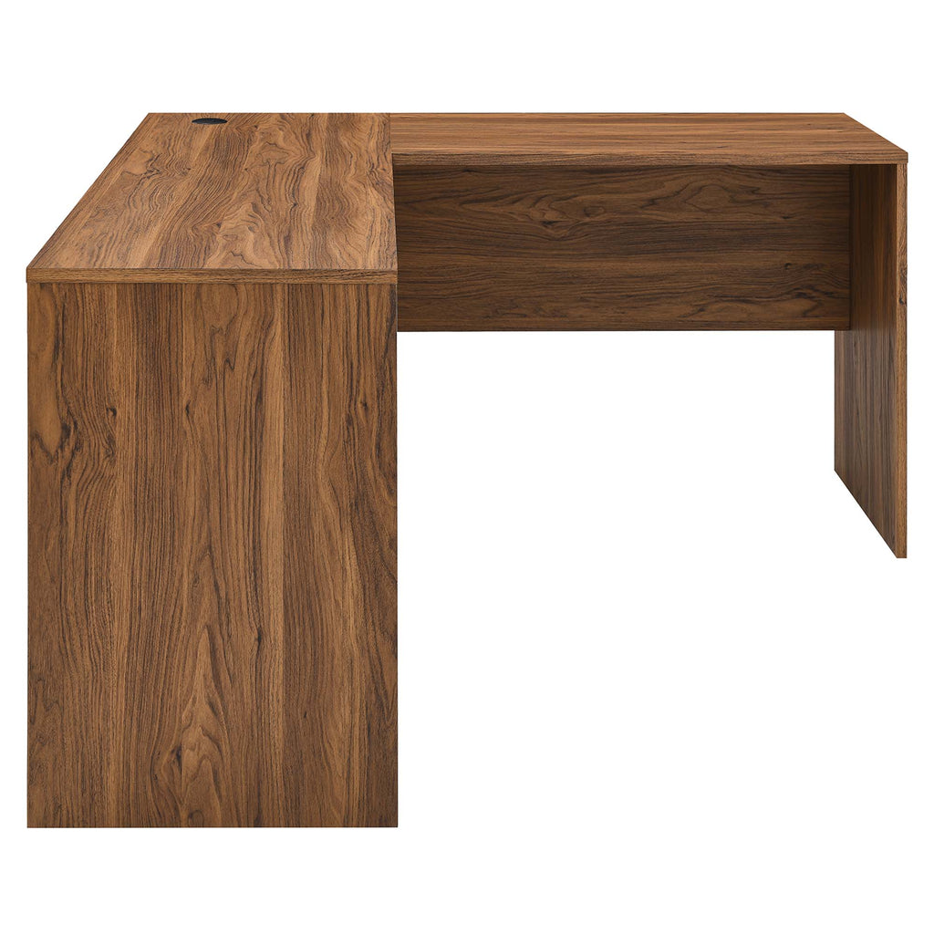 Venture L-Shaped Wood Office Desk - Walnut