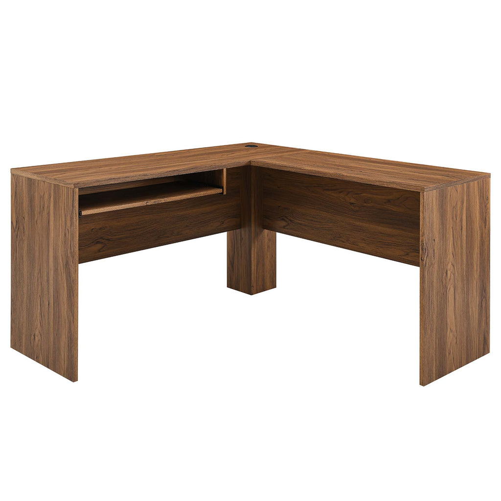 Venture L-Shaped Wood Office Desk - Walnut