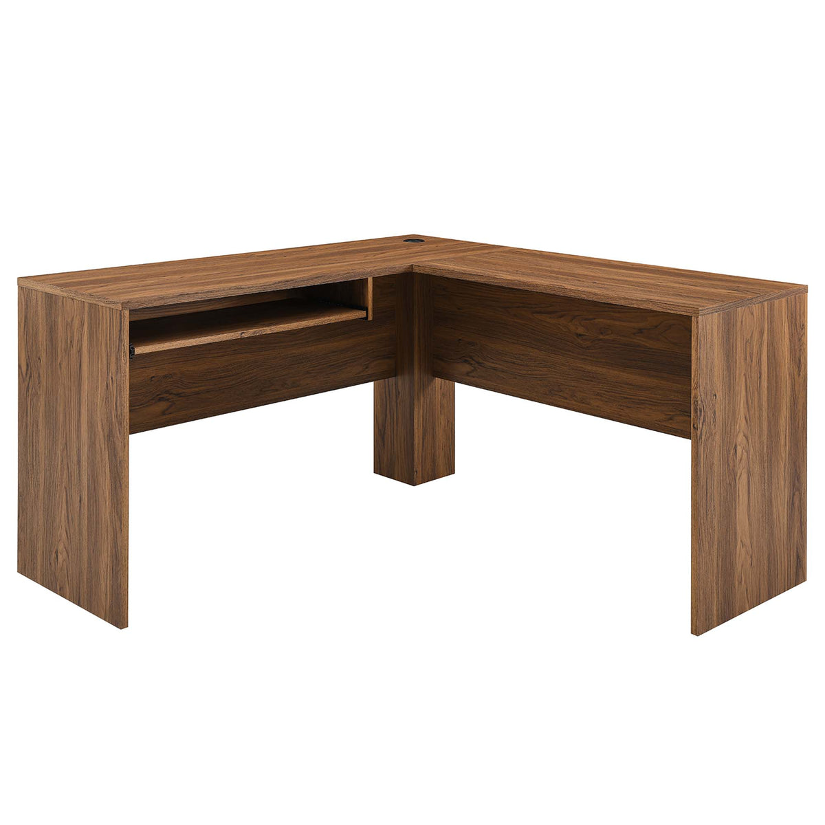 Venture L-Shaped Wood Office Desk - Walnut